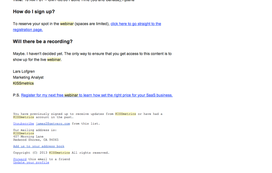 kissmetrics webinar repeat CTA